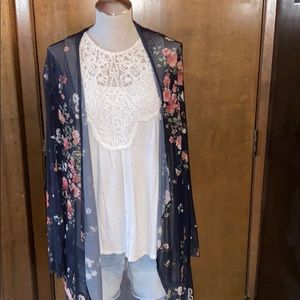 Navy floral kimono
